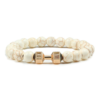 Pulseira Feminina/Masculina Ajustável Desgastada Preta, com Contas, Haltere, Joias de Yoga, Braceletes Originais