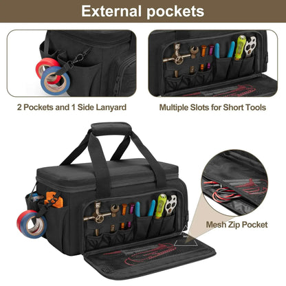 XMSJ Bolsa de Ferramentas Tática Reforçada de 14" Base Antiderrapante Organizador Multiuso para Homen de Serviço Carpinteiros Armazenamento de Ferramentas Durável Portátil
