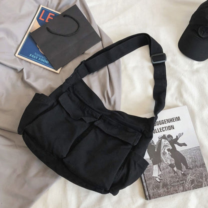 Women's School Messenger Bags For Women Shoulder Ladies Designer Handbag Solid Large Capacity Casual Canvas Shoulder Female Bags