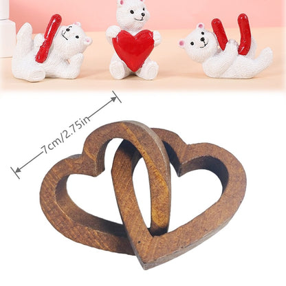 Warm and Romantic Wooden Double Heart Chain Ornaments Valentine's Day Wedding Engagement Proposal Celebration Ornaments Living Room Bedroom Desktop Ornaments Holiday Gifts