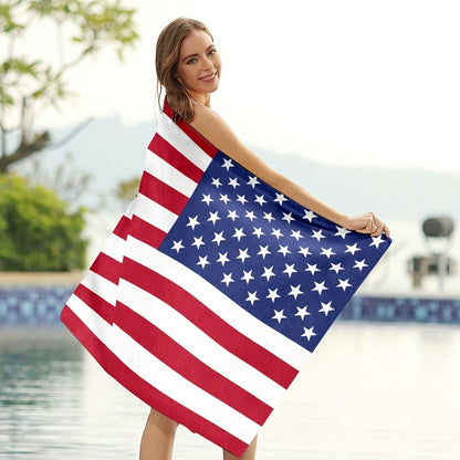 American flag pattern oversized beach towel, quick-drying bath towel, suitable for outdoor swimming, gym and camping