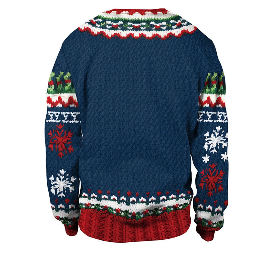 Men Women Tacky Xmas Sweatshirt 3D Christmas Snowflakes Print Holiday Party Jumpers Tops Pullover Snowman Ugly Christmas Sweater