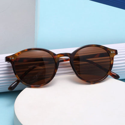 Óculos de Sol Polarizados Redondos Retrô Masculino Feminino Armação Clássica Leopardo Óculos de Sol Fashion Preto Dirigindo Masculino Feminino Goggles UV400