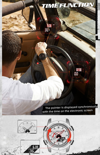 NORTH EDGE Mars 3 Men's Military Watch Digital Carbon Fiber Case For Man Waterproof 50M Sports Watches World Time LED Wristwatch