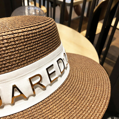 Bucket hat letters summer ladies bucket hat sun hat ladies straw hat fedora hat European men and women hat letters