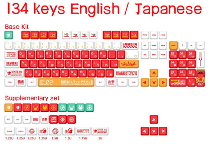 Keycaps Personalizadas Tema Eva Animação Japonesa Perfil XDA PBT Sublimação para Teclado Mecânico com Switch MX GMK