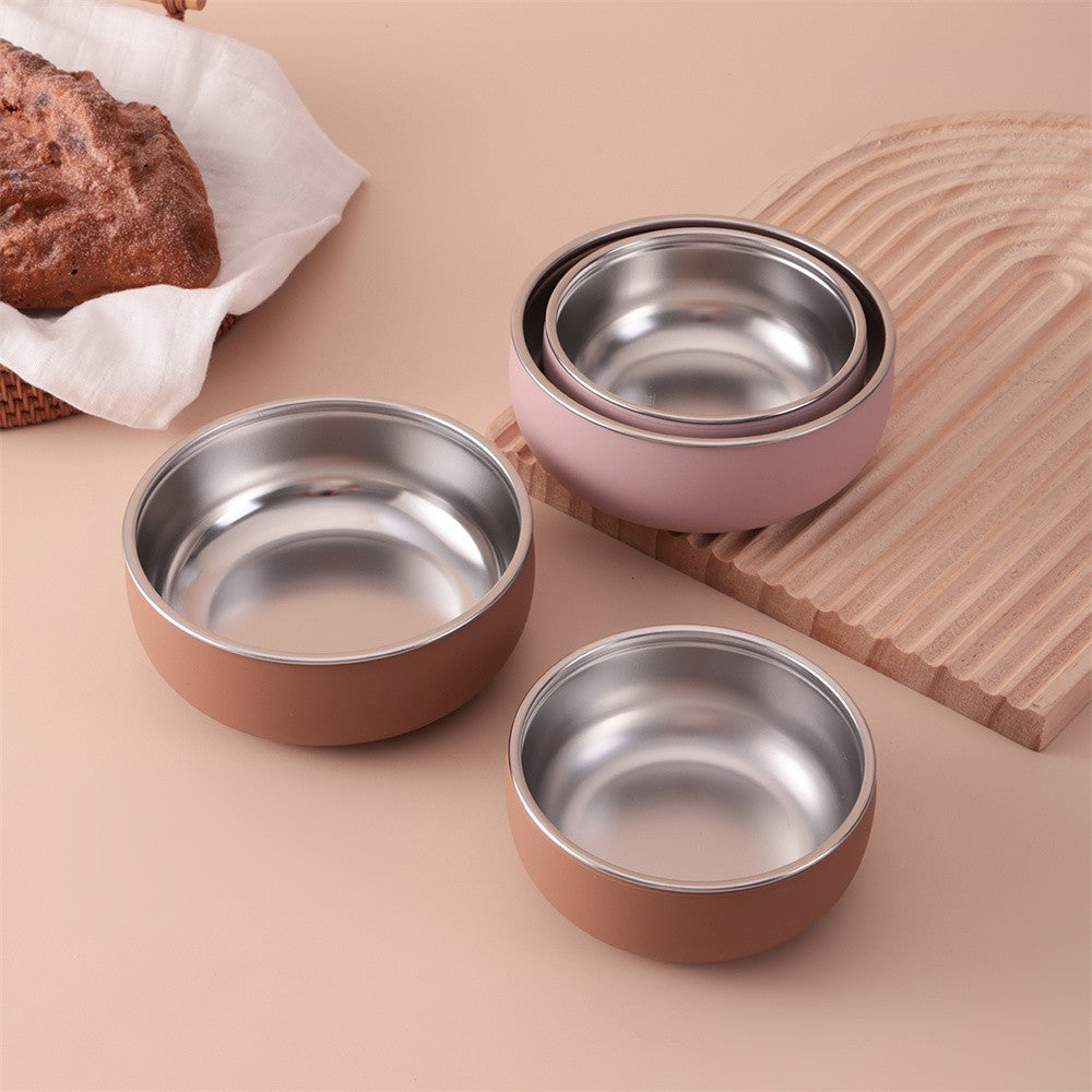 2PCS Baby Feeding Set Stainless Steel Silicone Detachable Bowl Heat Resistant Food Dishes Plate BPA Free Children's Tableware