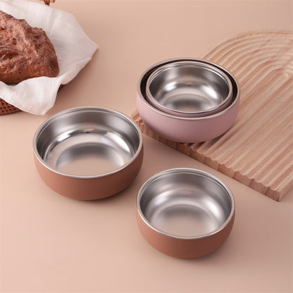 2PCS Baby Feeding Set Stainless Steel Silicone Detachable Bowl Heat Resistant Food Dishes Plate BPA Free Children's Tableware