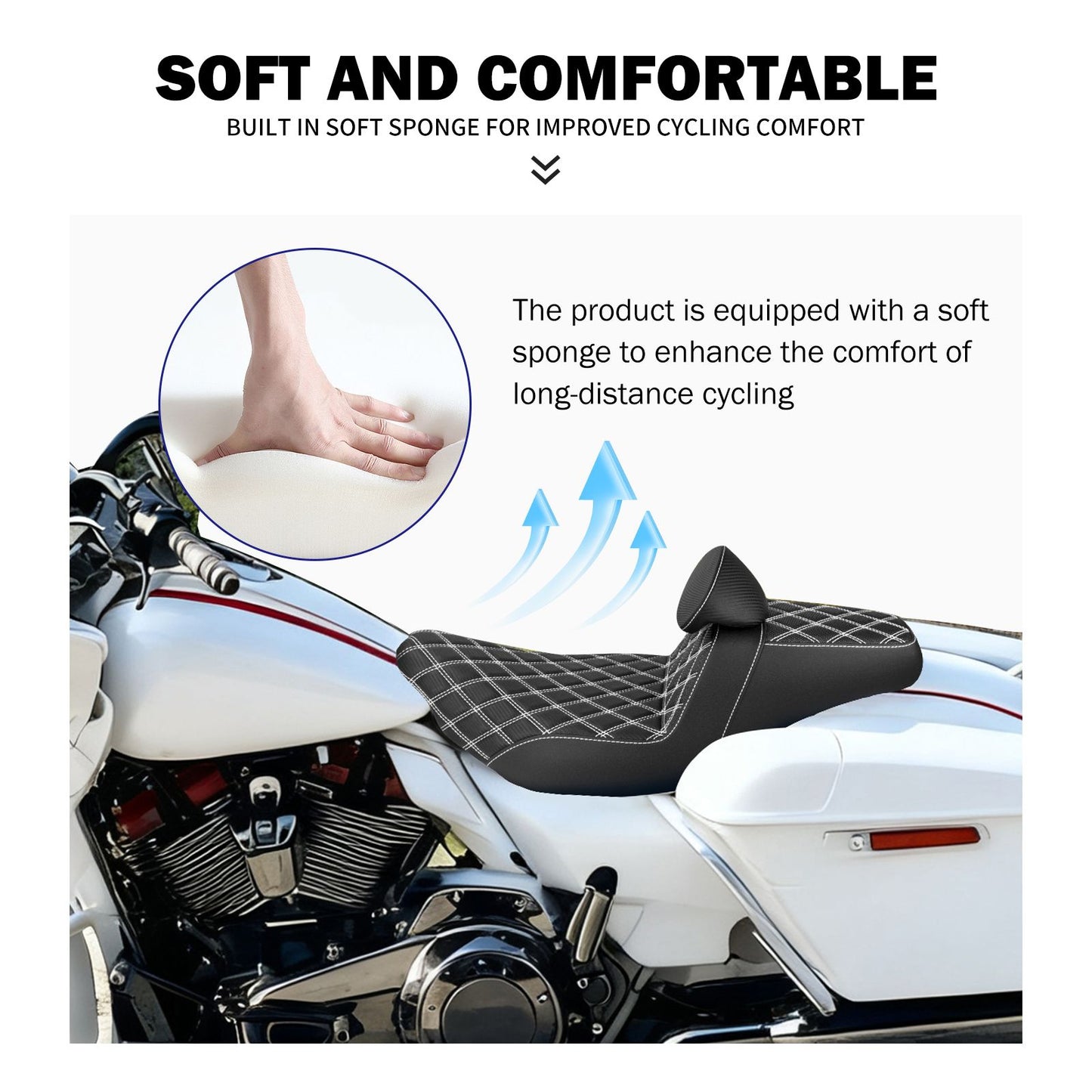 Assento Duplo de Motocicleta com Encosto para Piloto e Passageiro Para Harley Touring FLHR 2024-UP Road Street Glide CVO 2023