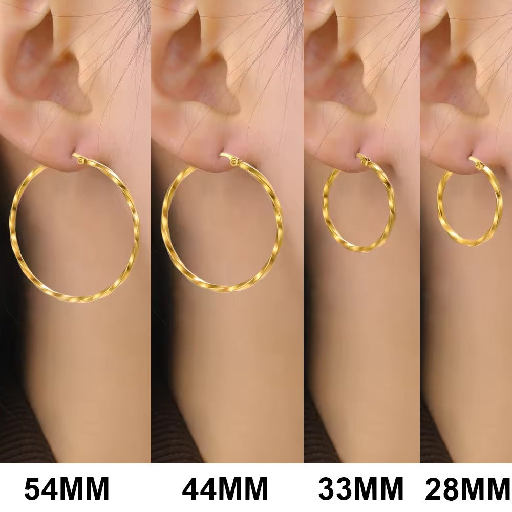 Brincos de Argola Geométricos Cazador Femininos 28-54MM Banhados a Ouro Real Aço Inoxidável Brincos Tendência 2025 Joias Festa Presente de Aniversário