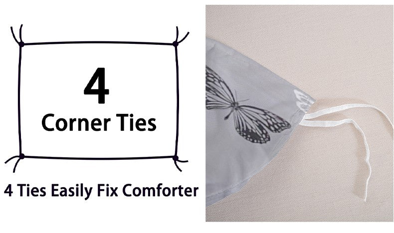 Conjunto de Capa de Edredom com Estampa de Borboleta 3 Peças, Conjunto de Cama Macio e Suave para a Pele Inclui 1 Capa de Edredom e 2 Fronhas