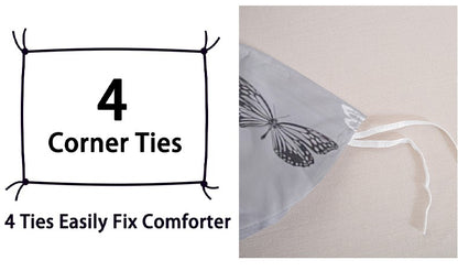 Conjunto de Capa de Edredom com Estampa de Borboleta 3 Peças, Conjunto de Cama Macio e Suave para a Pele Inclui 1 Capa de Edredom e 2 Fronhas