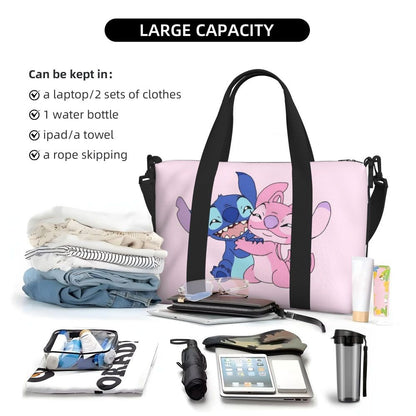 Custom Large SLilo And Stitch Cartoon Tote Bag Women Anime Shopping Shoulder Beach Gym Travel Bag