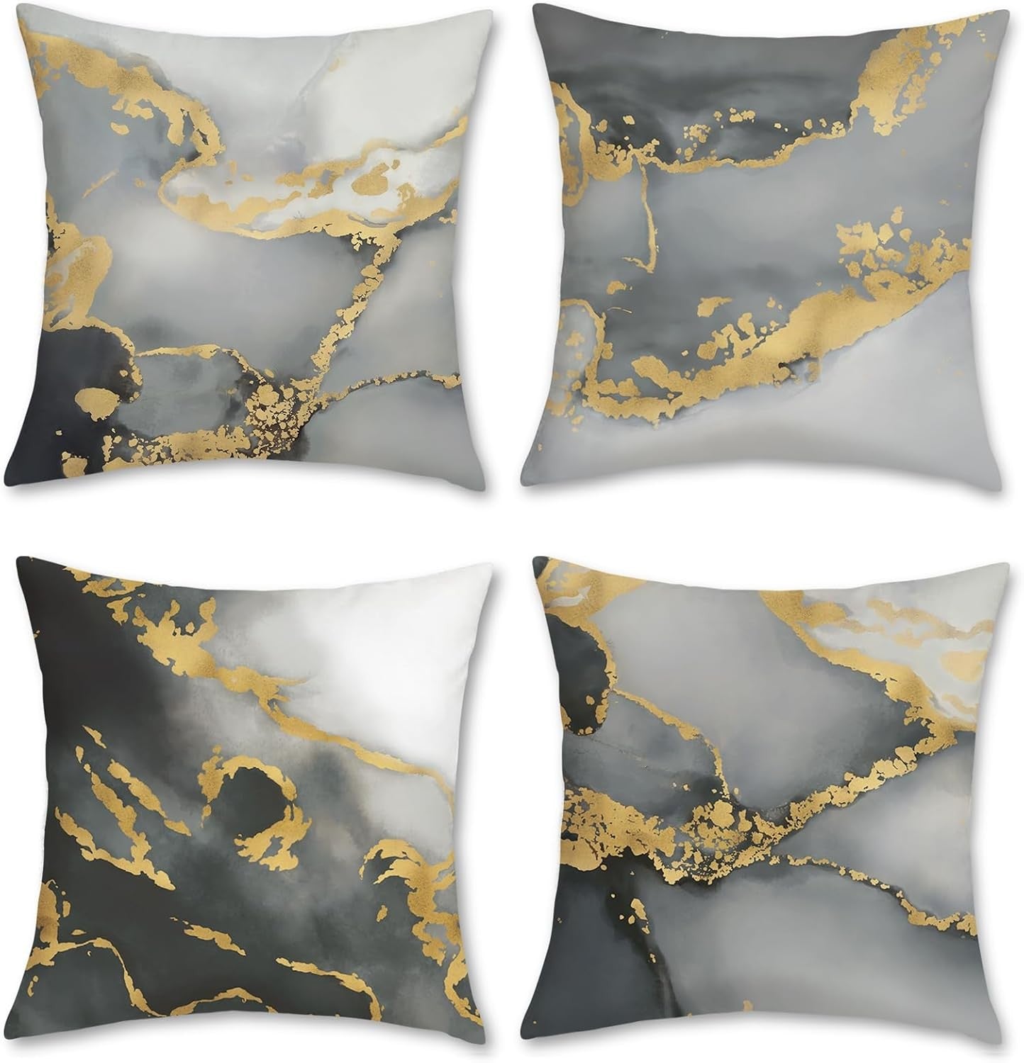 Marble Grey Black Gold Abstract Art Velvet Soft Decorative Cushion Cover Throw Pillow Cases for Sofa Bedroom Living Room Home