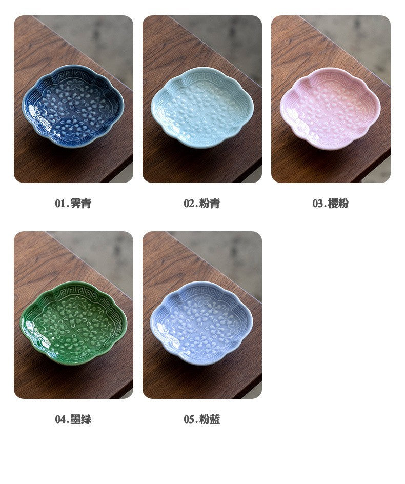 Chinese Style High Leg Fruit Dishes Ancient Pastry Plate Fruit Plate Appetizer Serving Platter Household Plates For Food Craft