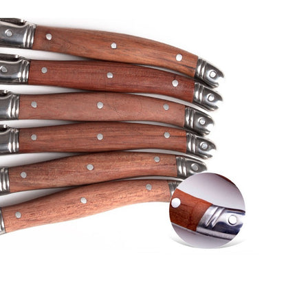 6-7pcs 9inch Stainless steel Laguiole Steak Knives Wooden Table Dinner Knifes Wood handle Japanese Cutlery  Korean Dinnerware
