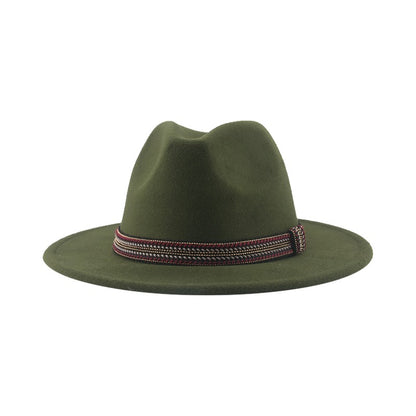 Chapéu Feminino Fedora de Feltro Sólido Casual Chapéu de Inverno Feminino Bonés Masculinos Faixa Panamá Preto Cáqui ????? ??????? Sombrero