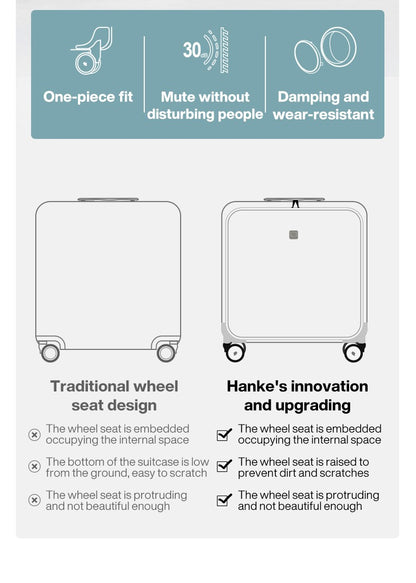 Hanke New Design Luggage Business Travel Suitcase Carry On Boarding Cabin Trolley Case PC Material Rolling Spinner Wheels