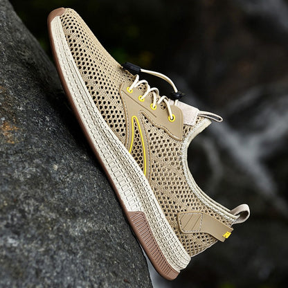 Sapatos Masculinos Casuais de Couro Genuíno para Exteriores Marca de Sapatos Masculinos para Escalada Caminhada Viagem Sapatilhas Respiráveis Masculinas Calçados de Verão
