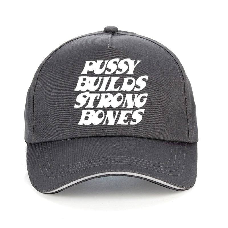 Boné Pussy Builds Strong Bones Boné de beisebol vintage Hip-Hop ajustável para homens e mulheres casual chapéus de sol de verão