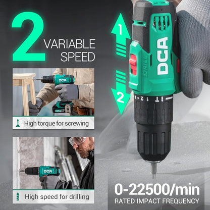 Conjunto de Furadeira de Impacto a Bateria 20V, Torque de 40 Nm, Mandril Sem Chave de 1/2", 22500 IPM, Velocidades Variáveis para Tijolo Metal Madeira