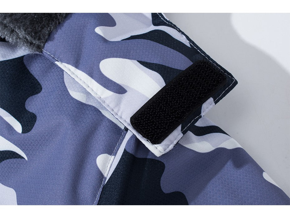 MAGCOMSEN Fleece Ski Jacket Men's Hooded Waterproof Thermal Thick Warm Camo Parka Removable Hooded Coats Winter Snowboard Anorak