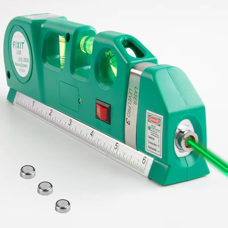 HOMEFISH Nível a Laser Fácil de Usar Ferramenta de Nível a Laser Multiuso Kit de Nível a Laser Padrão Laser de Linha Cruzada Fita Métrica de 2,4 metros