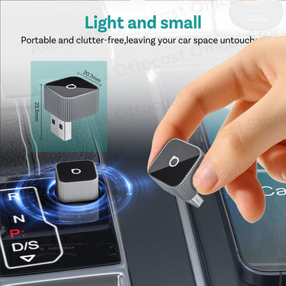 Adaptador OTTOCAST Mini Slim Cube sem fio para CarPlay e Android Auto, 2 em 1, USB, acessórios inteligentes para carro VW Haval Audi Kia Porsche Lexus