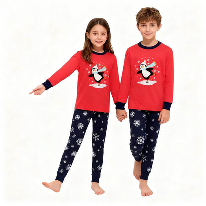 100 Cotton Girls Christmas Pajamas Sets Kids Pyjamas Penguin Snowman Pijama Xmas Homewear Baby Sleepwear Children Nightwear Pjs
