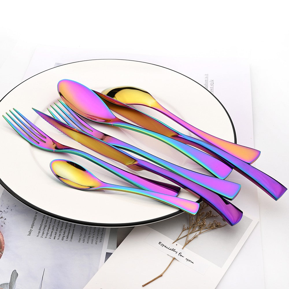 Conjunto de 4 Facas de Jantar Espelhadas, Talheres de Aço Inoxidável, Talheres Dourados e Prateados, Louça Ocidental, Facas de Bife para Restaurante