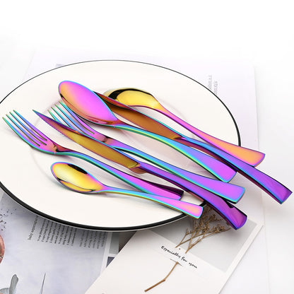 Conjunto de 4 Facas de Jantar Espelhadas, Talheres de Aço Inoxidável, Talheres Dourados e Prateados, Louça Ocidental, Facas de Bife para Restaurante