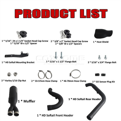 44-51mm Head Pipe Exhaust Pipe Motorcycle Complete Exhaust Muffler System For Harley Street Bob FXBB FXBBS Low Rider S ST Pazoma