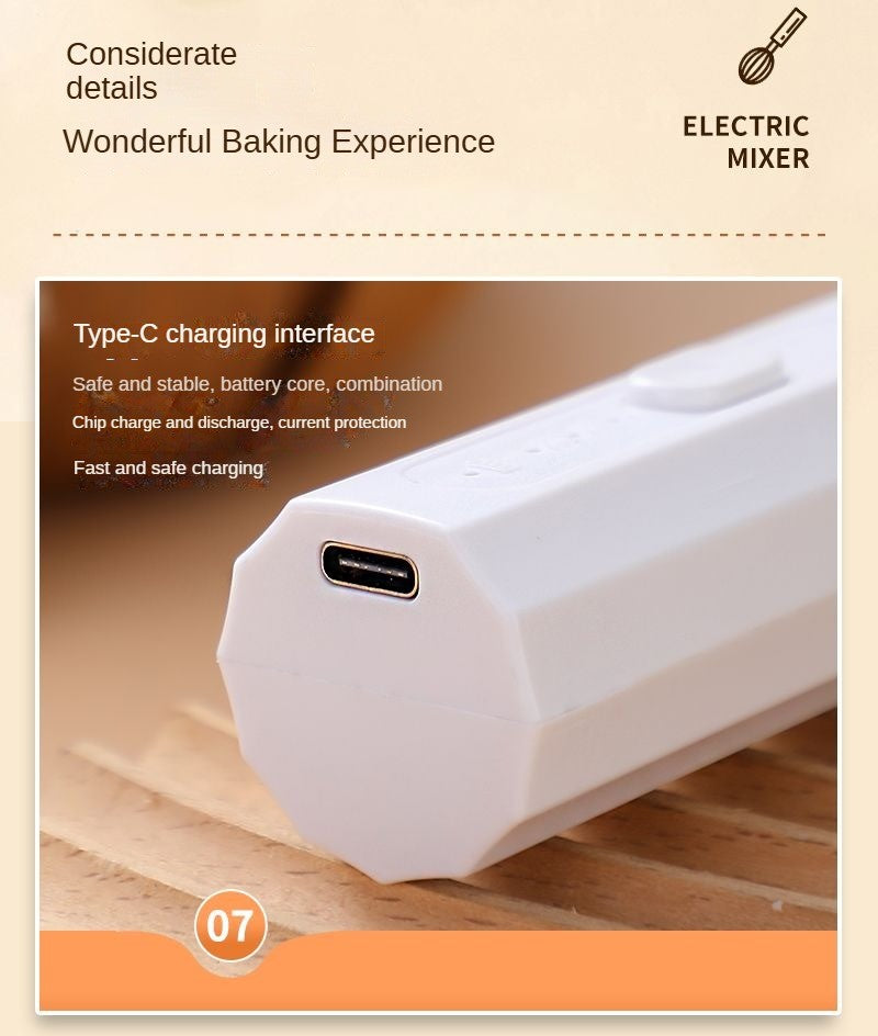 Electric milk frother charging portable egg beater beverage coffee machine handheld 3-speed jam cream machine kitchen blender