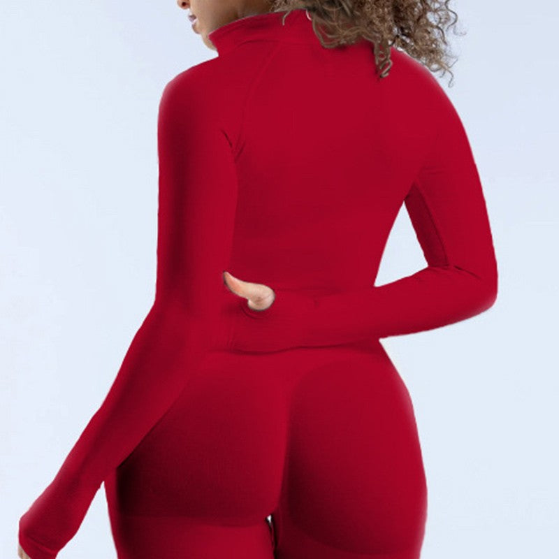 Women Seamless Sports Shirts Fitness Workout Pilates Clothes Half Zippy Gym Top Long Sleeve Jacket Yoga Clothing