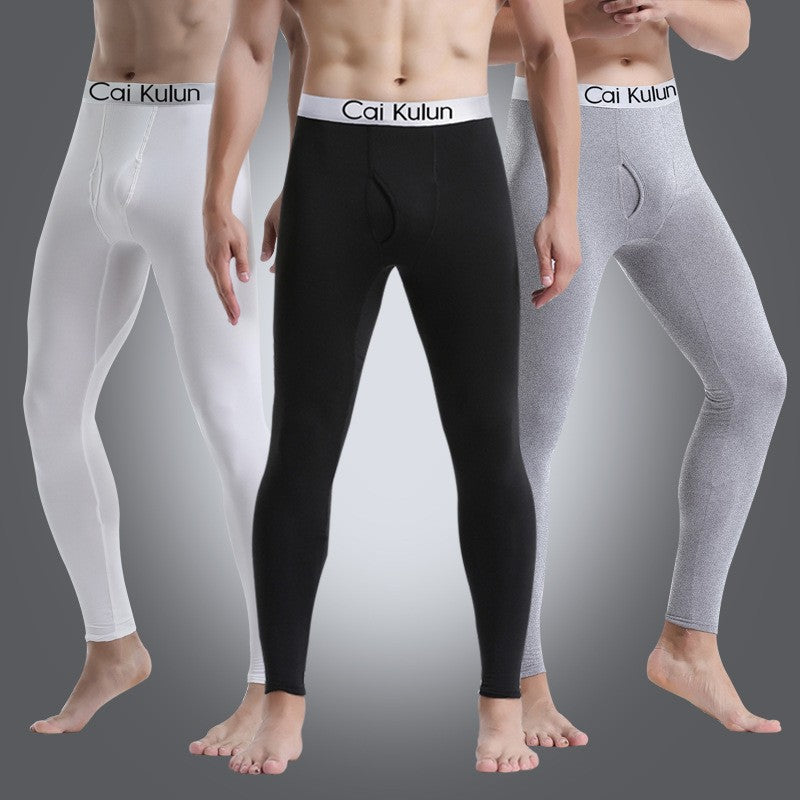 Calças Térmicas Masculinas, Legging Fina, Calça Comprida Forrada de Lã Grossa Justa, Calças Masculinas Quentes para Outono Inverno