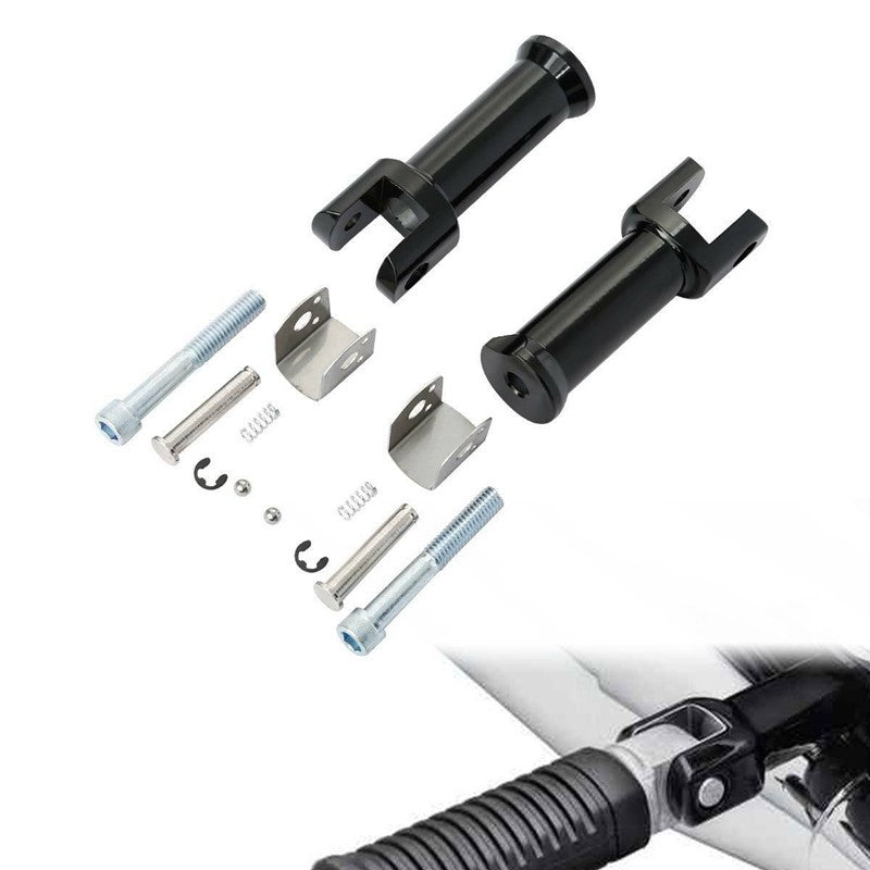 Suportes de Pedaleira Traseira Clevis para Motocicleta Harley Davidson Softail 2018-2025 (Preto Brilhante) Kit de Suporte de Pedaleira do Passageiro