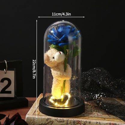 Eternal Rose Flowers Artificial Foil Flower in Glass Glow Immortal Flower LED Roses Lamp Flores Eternas Christmas Lover Gift