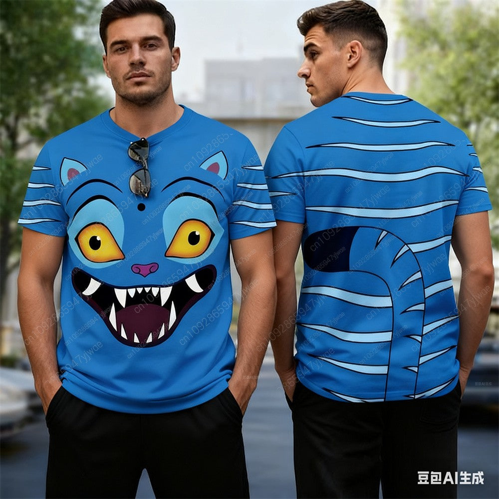 Kpop Demon Hunters Derpy Tiger 3D Printed Graphic T-shirts Halloween Cosplay Clothing Men's Quick Drying Sportswear T-shirts
