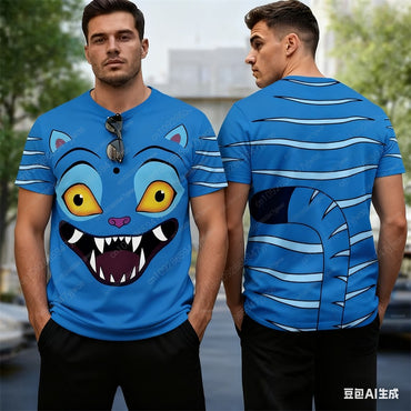 Kpop Demon Hunters Derpy Tiger 3D Printed Graphic T-shirts Halloween Cosplay Clothing Men's Quick Drying Sportswear T-shirts