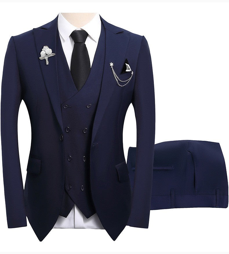 High Quality Classic Men Suit Tuxedo Peak Lapel Groomsmen Wedding Suits Set 3 Pieces(Jacket+Pants+Vest)Fashion Men Business Suit
