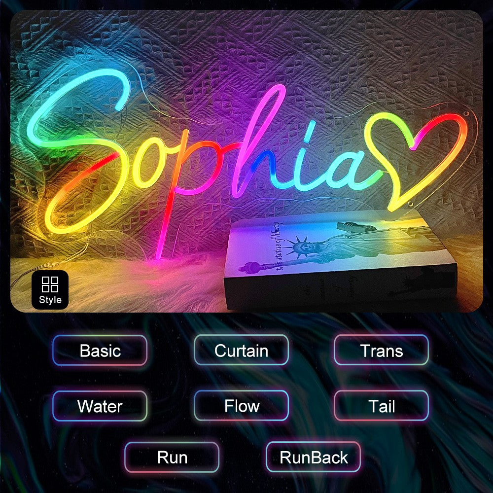 Rgb Neon Light Custom Neon Led Sign Personalized Neon Name Rgb Led Lamp Led Rgb Lights Letters Name Sign Wall Bedroom Decoration