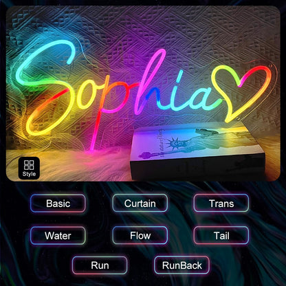 Rgb Neon Light Custom Neon Led Sign Personalized Neon Name Rgb Led Lamp Led Rgb Lights Letters Name Sign Wall Bedroom Decoration