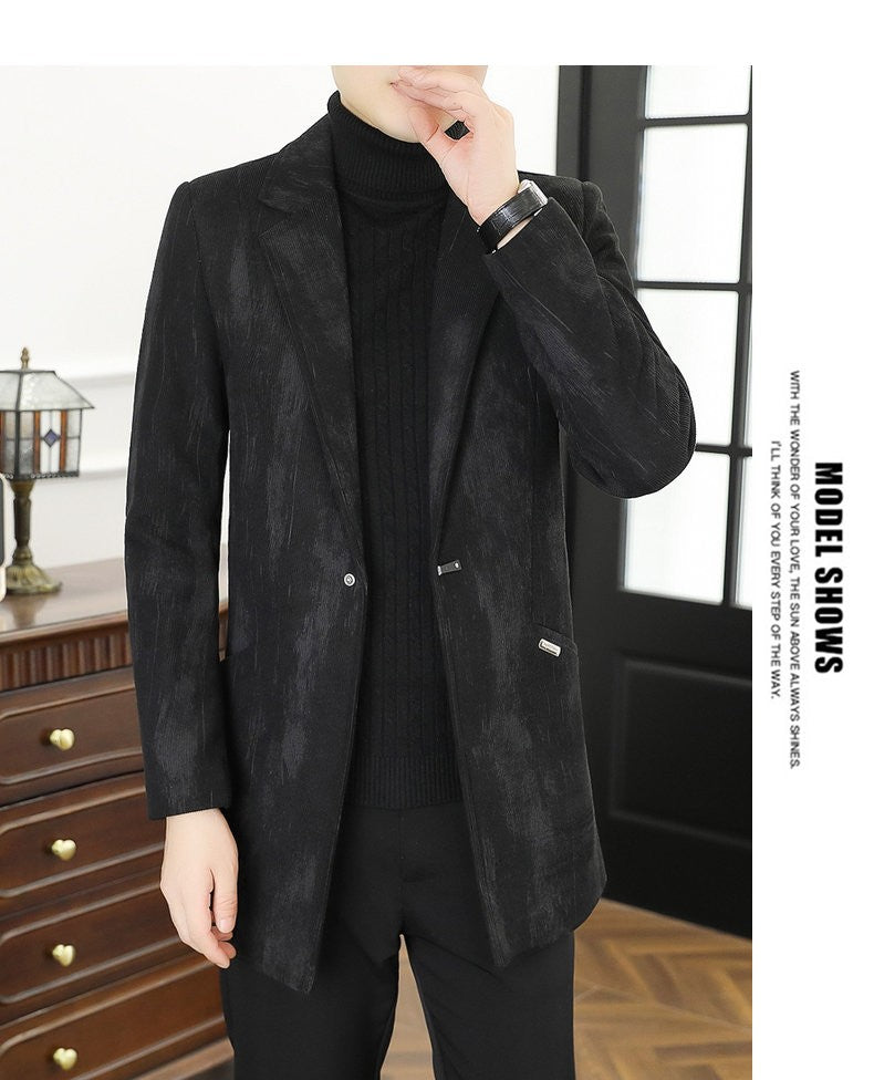 Men's woolen overcoat, mid-length, regular Korean style fashionable and trendy woolen coat jacket for autumn and winter