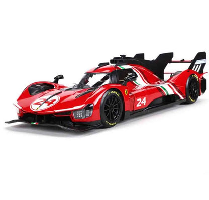 Bburago 1:18 2024 Wec QatarFerrari 499p 24h Lemans Modificata 24 Racing No83 Miniature Diecast Model Toys Acrylic Box Black #51