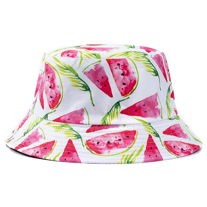 Chapéu Bucket Unissex Quente de Verão com Estampa de Frutas, Dupla Face, Chapéu de Sol Feminino, Chapéu Panama Clássico Masculino