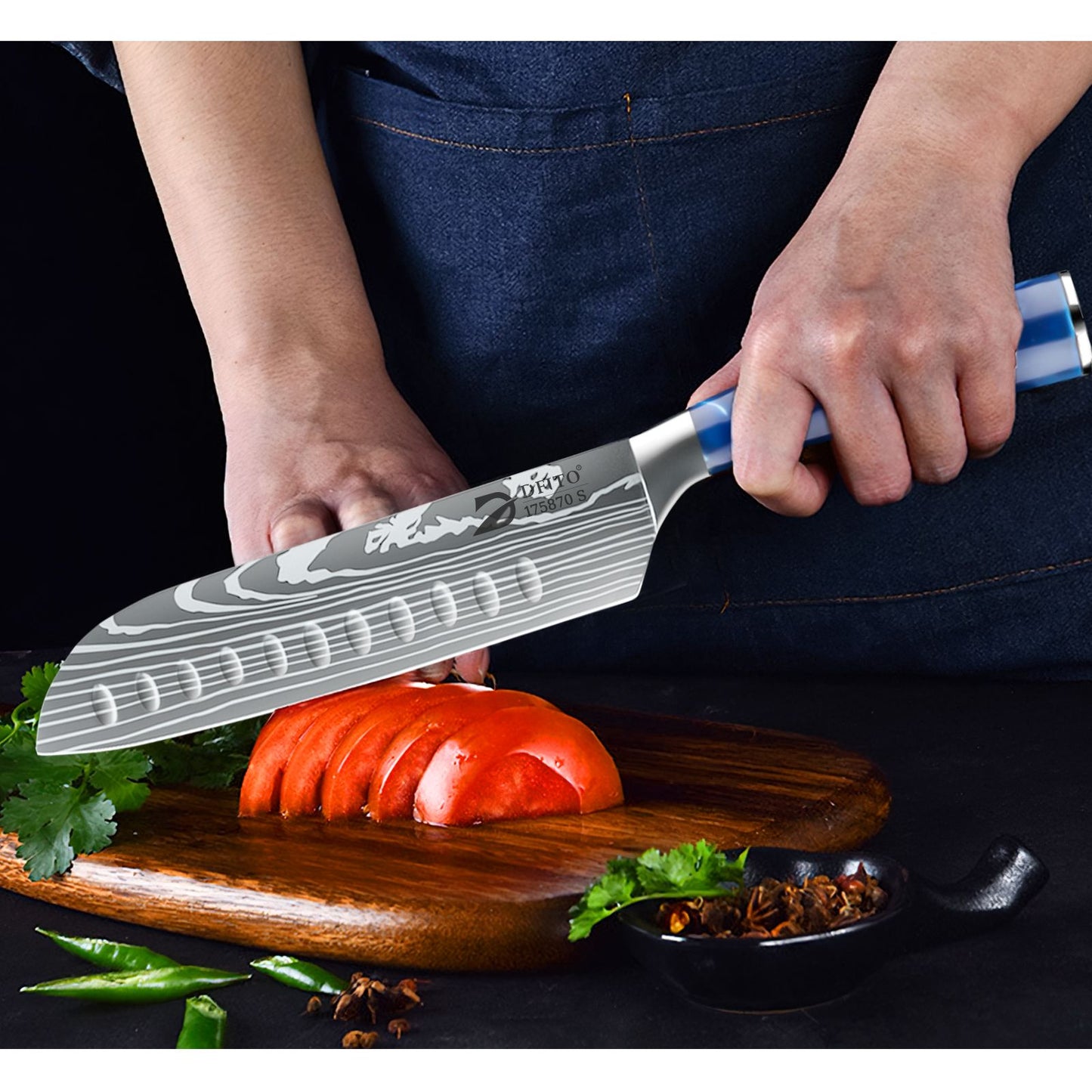 MDHAND 8 Peças Conjunto de Facas de Cozinha Faca de Chef Multiuso Desossar Cutelo para Carne Frutas Pão Faca Santoku Japonesa com Capa