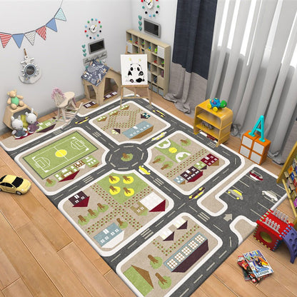 Creative Cartoon Car Track Living Room Rugs Children's Bedroom Bedside Floor Carpet Sofa Coffee Table Rug Puzzle Game Carpets