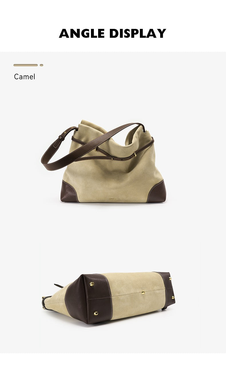 ?Genuine Suede Women's Bag Large Capacity Crossbody Underarm Tote for Commuting Multi-functional Hobo Bag