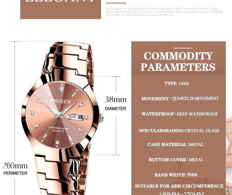 2023 FNGEEN 5808 Relogio Feminino Couple Watch Men Quartz watch for Lovers Luxury Womens wristwatch Stainless Steel Waterproof