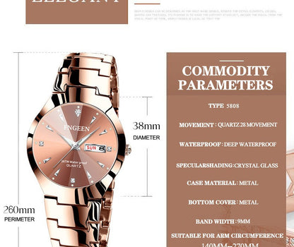 2023 FNGEEN 5808 Relogio Feminino Couple Watch Men Quartz watch for Lovers Luxury Womens wristwatch Stainless Steel Waterproof